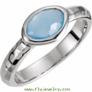 Sterling Silver Ring Complete with Stone NONE 06.00 ORGANIC 07.00X05.00X04.00 MM BLUE CHALCEDONY Pol