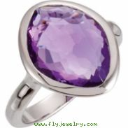 Sterling Silver Ring Complete with Stone NONE 06.00 ORGANIC 15.00X11.00X06.00 MM AMETHYST Polished A