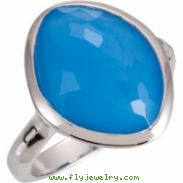 Sterling Silver Ring Complete with Stone NONE 06.00 ORGANIC 15.00X11.00X06.00 MM BLUE CHALCEDONY Pol