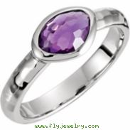 Sterling Silver Ring Complete with Stone NONE 07.00 ORGANIC 07.00X05.00X04.00 MM AMETHYST Polished A