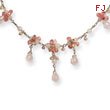 Sterling Silver Rose Crystal & Freshwater Cultured Pink Pear Necklace
