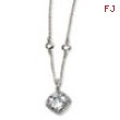 Sterling Silver Rose-cut CZ Square 18in Necklace chain
