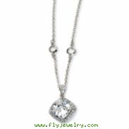 Sterling Silver Rose-cut CZ Square 18in Necklace chain
