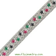 Sterling Silver Sapphire, Ruby, Emerald & CZ Bracelet