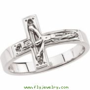 Sterling Silver SIZE 08.00/GENTS Polished CRUCIFIX CHASTITY RING W/BOX