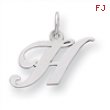 Sterling Silver Small Fancy Script Initial H Charm