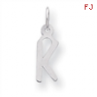 Sterling Silver Small Slanted Block Initial K Charm