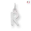 Sterling Silver Small Slanted Block Initial R Charm