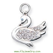 Sterling Silver Swan With  CZ Charm