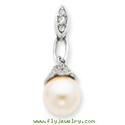 Sterling Silver Synthetyc Pearl CZ Pendant