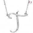 Sterling Silver T Diamond Necklace