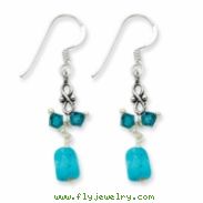 Sterling Silver Turquoise/Blue Crystal Antiqued Earrings