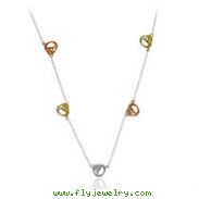 Sterling Silver Unique Shapes Tri-Color Necklace