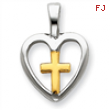 Sterling Silver Vermeil Cross Heart Pendant