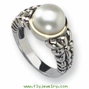 Sterling Silver w/14k Cultured Pearl Ring