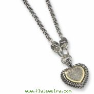 Sterling Silver w/14k Diamond Heart 17in Necklace