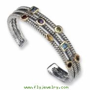 Sterling Silver w/14k Gemstone Bangle Bracelet