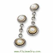 Sterling Silver w/14ky 4mm & 5mm White FW Cultured Pearl Earrings