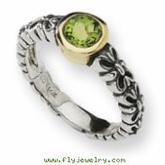 Sterling Silver w/14ky Antiqued 6mm Round Peridot Ring
