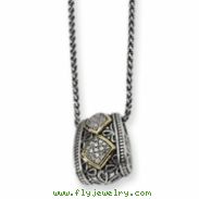 Sterling Silver w/14ky Diamond Pendant 18in Necklace