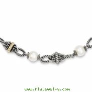 Sterling Silver w/14ky Freshwater Cultured Pearl Necklace