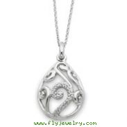 Sterling Silver White Agate & Cubic Zirconia Dew Of Heaven 18in Necklace