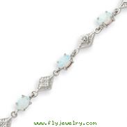 Sterling Silver White Created Opal Bracelet