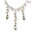 Sterling Silver White Cultured Pearl & Crystal Necklace
