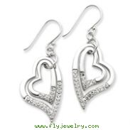 Sterling Silver With Swarovski Crystal Heart Earrings