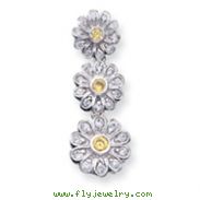 Sterling Silver Yellow & Clear CZ Flower Pendant