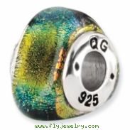 Sterling Silver Yellow Dichroic Glass Triangle Bead