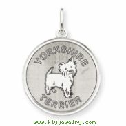 Sterling Silver Yorkshire Terrier Disc Charm