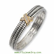 Sterling Silver/14ky Diamond Bangle Bracelet