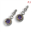 Sterling Silver/Gold-plated Antiqued Amethyst Earrings