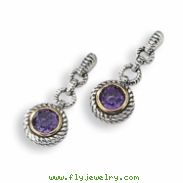 Sterling Silver/Gold-plated Antiqued Amethyst Earrings