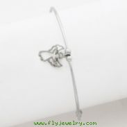 Sterlng Silver Bead w/Angel Stretch Bangle Bracelet