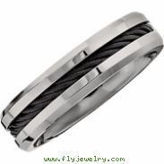 Titanium SIZE 06.50 06.00 MM POLISHED BAND WITH BLACK CABLE
