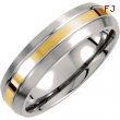 Titanium/14kt Yellow 07.50 06.00 MM POLISHED 14kt GOLD INLAY SATIN DOMED BND