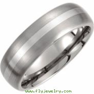 Titanium/Sterling Silver 08.50 07.00 MM SATIN AND POLISHED SS INLAY BAND