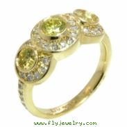 Yellow Diamond 3 stones Ring