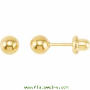 Yellow Plated 05.00 MM Polished INVERNESS BALL EARRING