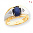 10k & Rhodium Blue Star & .01ct Diamond Men's Ring