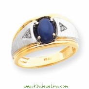 10k & Rhodium Blue Star & .01ct Diamond Men's Ring