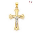 10k & Rhodium Diamond-Cut Crucifix Pendant