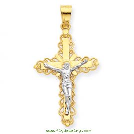 10k & Rhodium Filigree Crucifix Charm