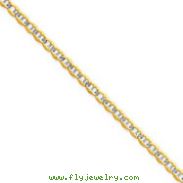 10k Gold 3mm Pave Anchor Bracelet 7"
