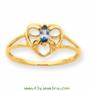 10k Polished Geniune Aquamarine Birthstone Ring