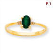10k Polished Geniune Diamond & Emerald Birthstone Ring