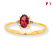 10k Polished Geniune Diamond & Pink Tourmaline Birthstone Ring
