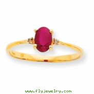 10k Polished Geniune Diamond & Ruby Birthstone Ring